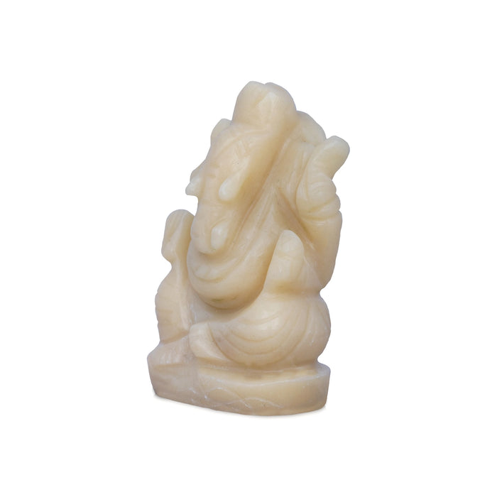 Ivory Ganesh Idol - 2.5 x 1.5 Inches | Ivory Vinayaka Statue / Ganpati Idol for Home & Pooja - Sphatik & Semi Precious Stone Murties