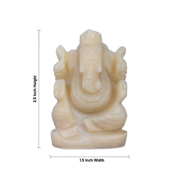 Ivory Ganesh Idol - 2.5 x 1.5 Inches | Ivory Vinayaka Statue / Ganpati Idol for Home & Pooja - Sphatik & Semi Precious Stone Murties