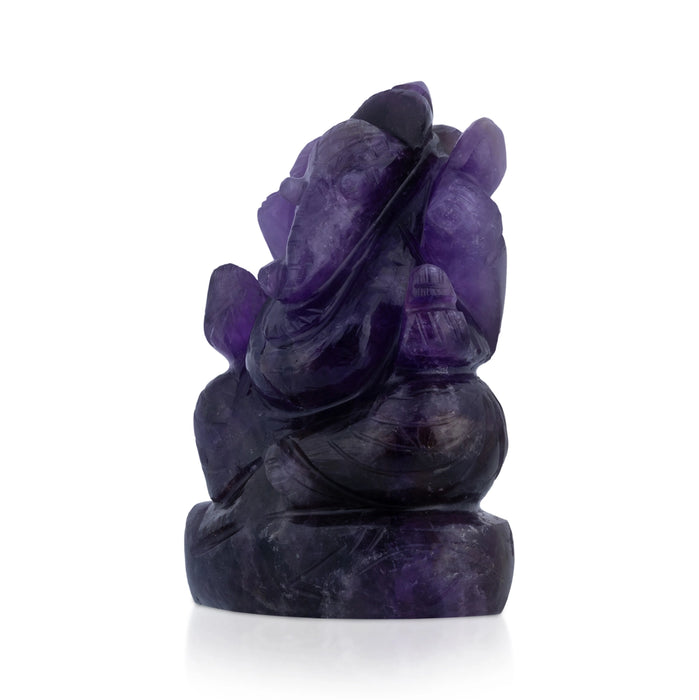 Ganesha Murti - 2.75 x 2 Inches | Amethist Ganapati Idol / Vinayagar Statue For Home & Pooja Space
