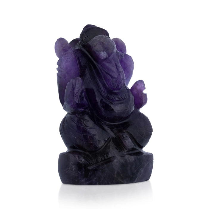 Ganesha Murti - 2.75 x 2 Inches | Amethist Ganapati Idol / Vinayagar Statue For Home & Pooja Space