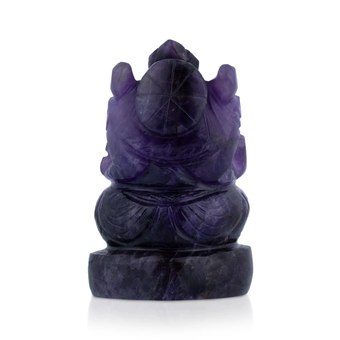 Ganesha Murti - 2.75 x 2 Inches | Amethist Ganapati Idol / Vinayagar Statue For Home & Pooja Space