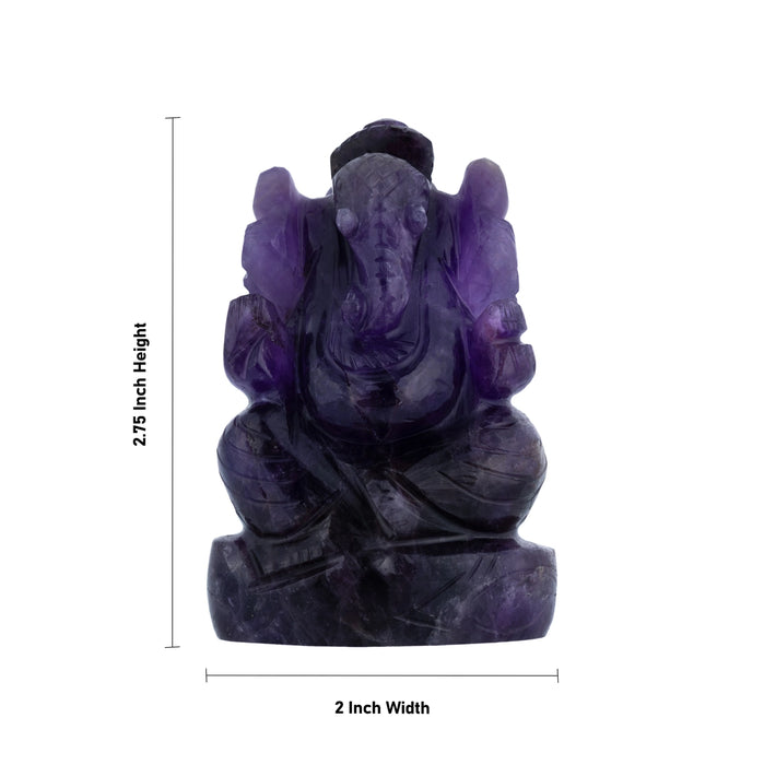 Ganesha Murti - 2.75 x 2 Inches | Amethist Ganapati Idol / Vinayagar Statue For Home & Pooja Space