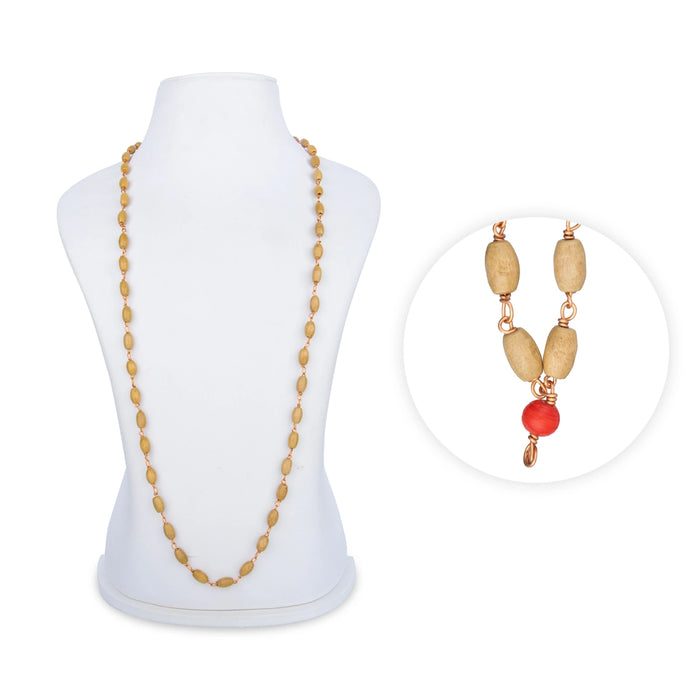 Tulasi Mala With Copper Knot - 19 Inches | 8 mm/ 54 Beads Tulsi Kanthi Mala/ Thulasi Malai for Meditation - Tulsi Mala, Pendant, Bracelet