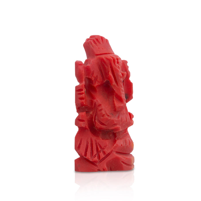 Coral Ganesh Murti - 1 X 0.75 Inch | Ganpati Murti/ Vinayaka Idol For Pooja Room And Car Dashboard - Sphatik & Semi Precious Stone Murties