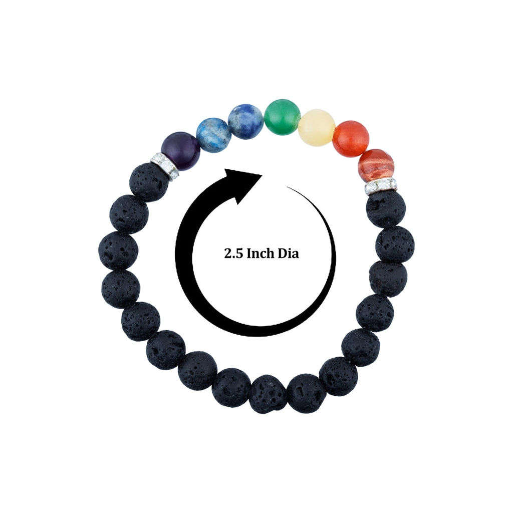 Lava 7 Chakra Bracelet - 2.5 Inches | 7 Chakra Lava Stone Bracelet/ 7 Chakra Lava Bracelet/ Hand Band/ 20 Gms