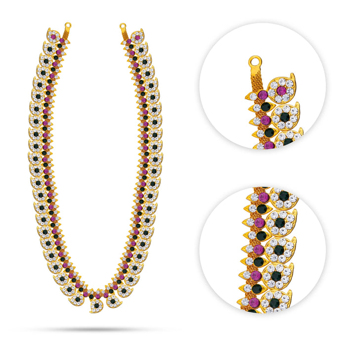 Stone Haram - 23 Inches | Multicolour Stone Jewellery/ 82 Bits/ Mango Design Artificial Jewelry For Deity - Neck & Body Accessories