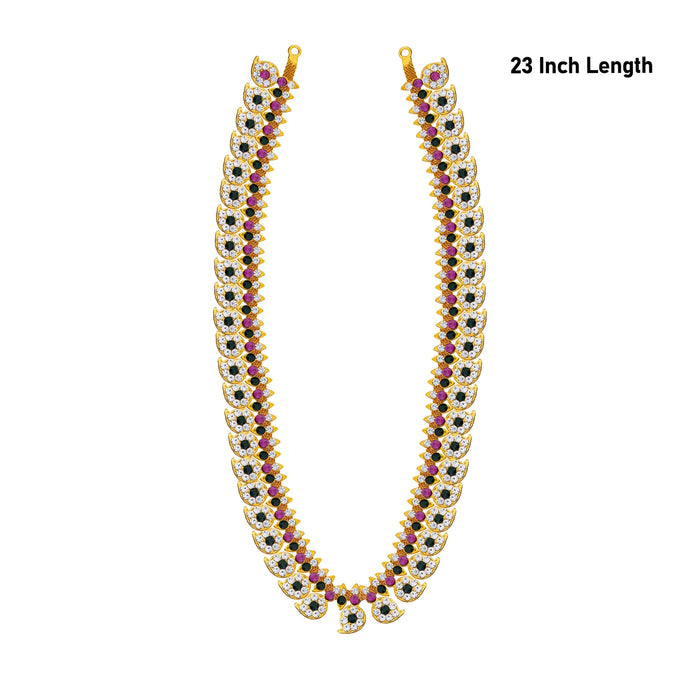 Stone Haram - 23 Inches | Multicolour Stone Jewellery/ 82 Bits/ Mango Design Artificial Jewelry For Deity - Neck & Body Accessories
