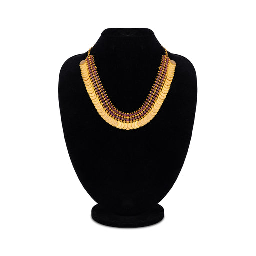 Kaasumala Necklace - 5 Inches | Gold Polish Kasumalai/ Stone Kaasu Maalai For Traditional Wear And Deity - Ethnic Wear Accessories