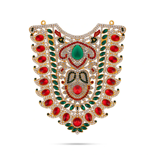 Stone Haram - 7.5 x 6.5 Inches | Multicolour Stone Necklace/ Stone Jewelry/ Artificial Jewellery for Deity - Neck & Body Accessories