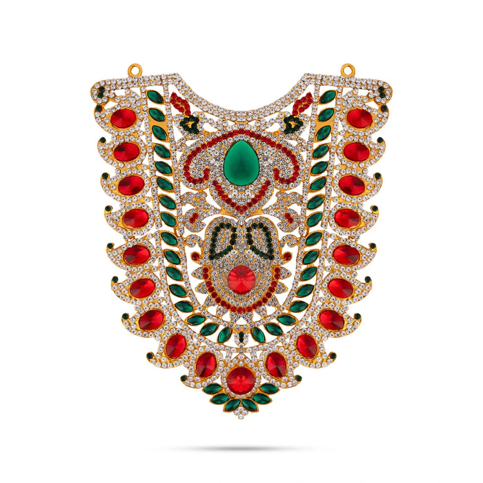 Stone Haram - 7.5 x 6.5 Inches | Multicolour Stone Necklace/ Stone Jewelry/ Artificial Jewellery for Deity - Neck & Body Accessories