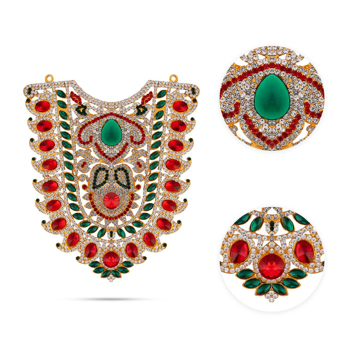 Stone Haram - 7.5 x 6.5 Inches | Multicolour Stone Necklace/ Stone Jewelry/ Artificial Jewellery for Deity - Neck & Body Accessories