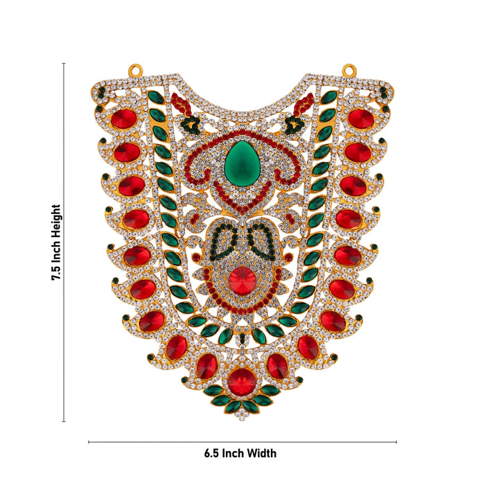 Stone Haram - 7.5 x 6.5 Inches | Multicolour Stone Necklace/ Stone Jewelry/ Artificial Jewellery for Deity - Neck & Body Accessories