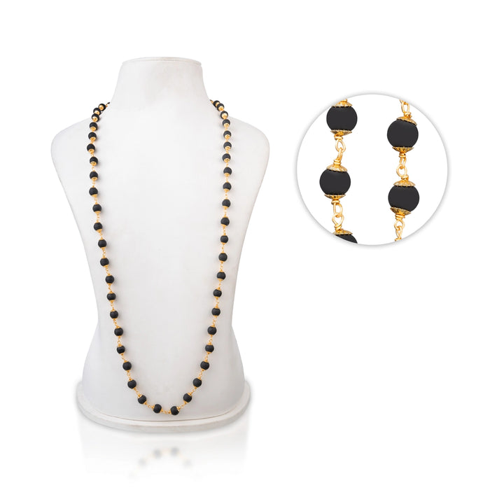 Salagrama Mala - 18 Inches | 54 Beads / Gold Cup / Japa Mala For Meditation - Mala & Pendant