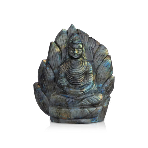 Buddha Head Murti - 6 x 5 Inches | Labradorite Statue / Buddha Idol/ Siddartha Gauthama/ Buddha Decor For Home - Sphatik & Semi Precious Stone Murties