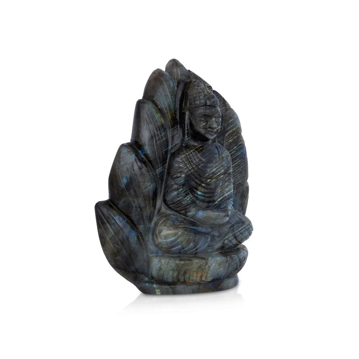 Buddha Head Murti - 6 x 5 Inches | Labradorite Statue / Buddha Idol/ Siddartha Gauthama/ Buddha Decor For Home - Sphatik & Semi Precious Stone Murties