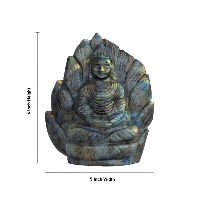 Buddha Head Murti - 6 x 5 Inches | Labradorite Statue / Buddha Idol/ Siddartha Gauthama/ Buddha Decor For Home - Sphatik & Semi Precious Stone Murties