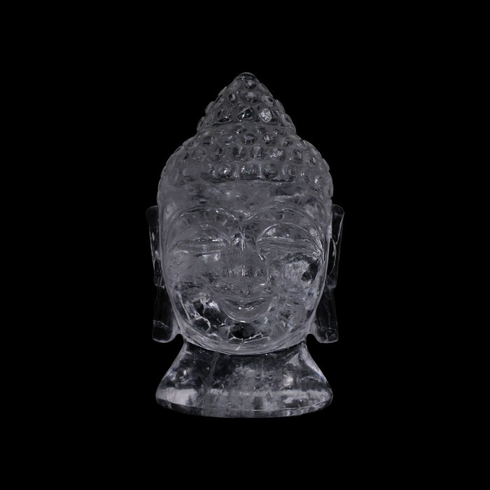 Buddha Head Statue - 6.5 x 3.5 Inches | Sphatik Buddha Face Idol / Head Of Buddha Statue for Home Decor - Sphatik & Semi Precious Stone Murties