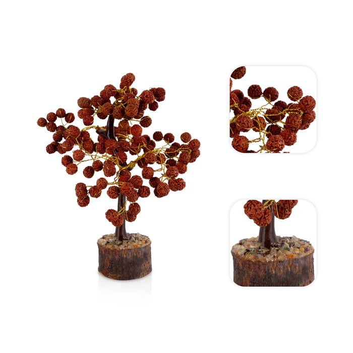 Gem Tree - 6.5 x 4 Inches | 150 Beads Rudraksha Tree / Vastu Tree for Home - Table Stand Accessories