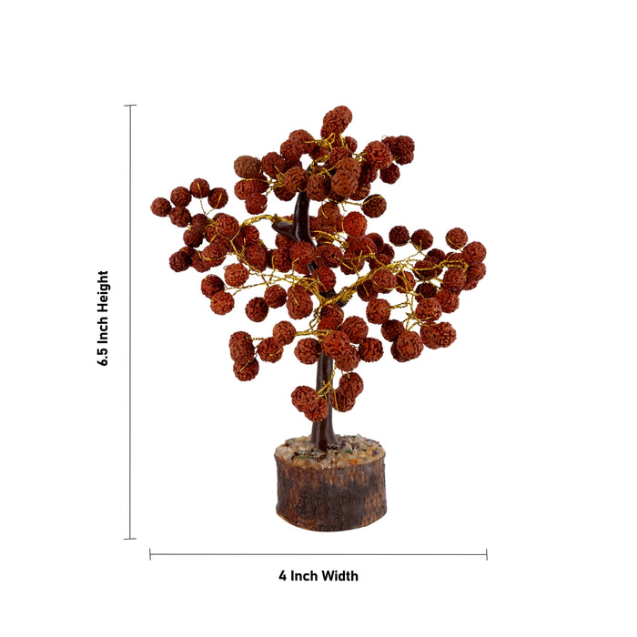 Gem Tree - 6.5 x 4 Inches | 150 Beads Rudraksha Tree / Vastu Tree for Home - Table Stand Accessories