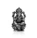 Ganesh Murti Sitting On Lotus - 3 X 1.75 Inches | Silver Ganpati Murti/ Antique Polish Vinayaka Idol For Pooja - German Silver Murties