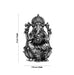 Ganesh Murti Sitting On Lotus - 3 X 1.75 Inches | Silver Ganpati Murti/ Antique Polish Vinayaka Idol For Pooja - German Silver Murties
