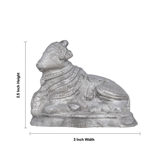 Nandi Murti - 2.5 x 3 Inches | Mercury Nandi Statue/ God Idol/ Nandi Bhagavan / NandiDeva / Decor For Pooja - Sphatik & Semi Precious Stone Murties