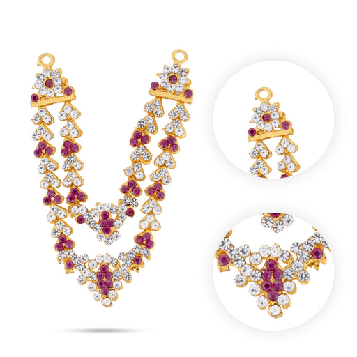 Stone Necklace - 3 Inches | 2 Line Stone Haram/ Jewellery for Deity - Neck & Body Accessories