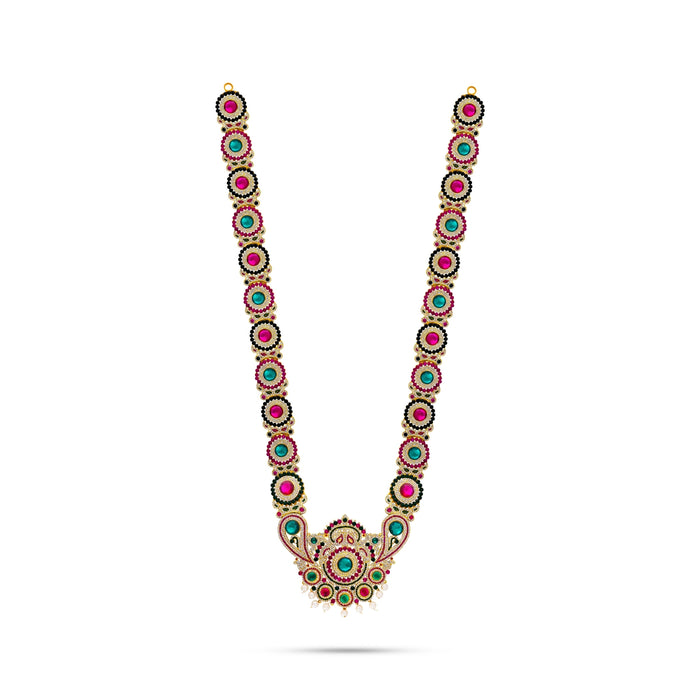 Deity Haram - 43 Inches | Multicolour Stone Haram / Artificial Jewelry For Goddess & Traditional Wear - Head & Face Accessories