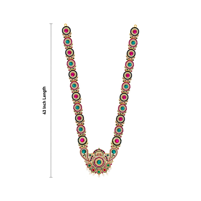 Deity Haram - 43 Inches | Multicolour Stone Haram / Artificial Jewelry For Goddess & Traditional Wear - Head & Face Accessories