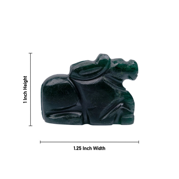 Zade Nandi Statue - 1 x 1.25 Inches | Nandi Murti/ Nandhi Statue for Pooja - Sphatik & Semi Precious Stone Murties