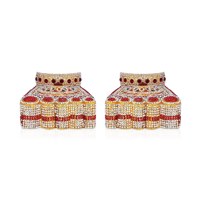Stone Padham Set - 3 x 5 Inches | Multicoloured Stone Padam / Stone Leg for Deity Decor - Waist & Leg Accessories