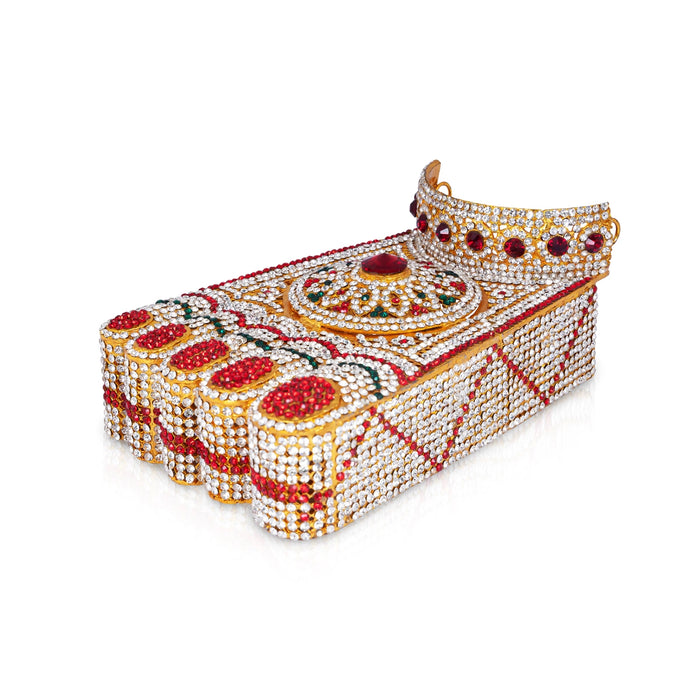 Stone Padham Set - 3 x 5 Inches | Multicoloured Stone Padam / Stone Leg for Deity Decor - Waist & Leg Accessories