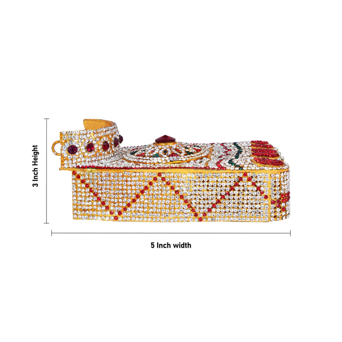 Stone Padham Set - 3 x 5 Inches | Multicoloured Stone Padam / Stone Leg for Deity Decor - Waist & Leg Accessories