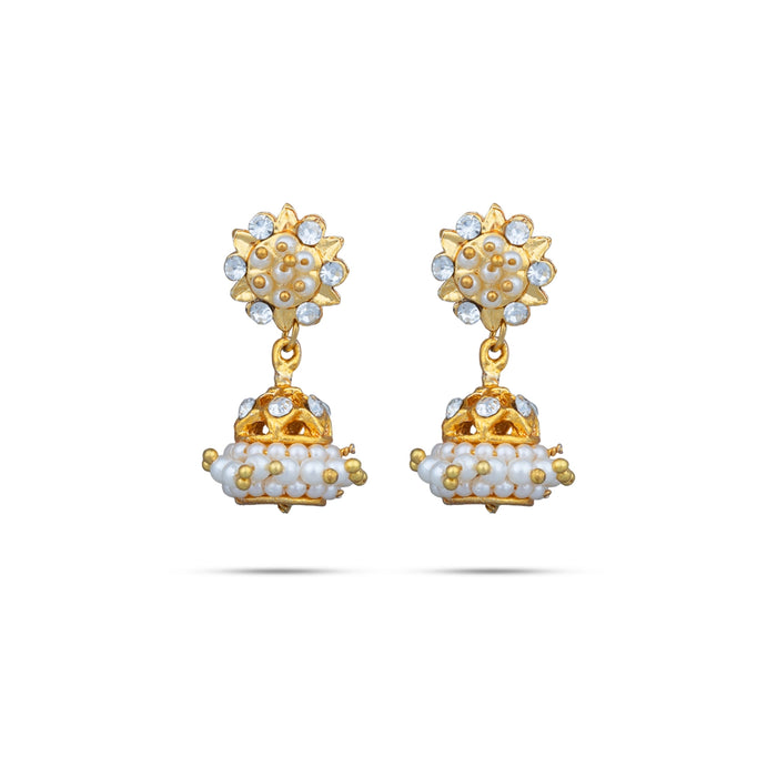 Bharatanatyam Jewellery Set Without Bangle | White Stone Dance Jewellery/ Stone Jewelry For Classical Dance - Dance Jewellery Set