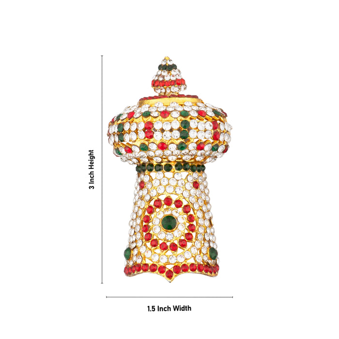 Half Crown - 3 x 1.5 Inches | Multicolour Stone Half Kireedam/ Half Mukut/ Half Kiridam for Deity