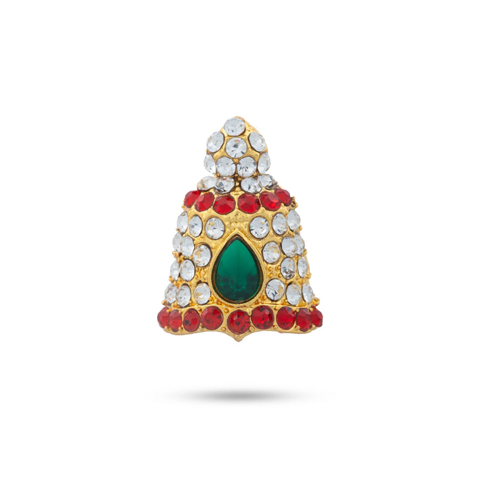 Stone Kireetam - 1 x 0.75 Inches | Half Crown/ Kiritam/ Mukut/ Multi Colour Stone Jewellery for Deity