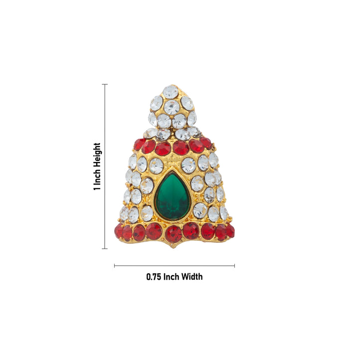 Stone Kireetam - 1 x 0.75 Inches | Half Crown/ Kiritam/ Mukut/ Multi Colour Stone Jewellery for Deity