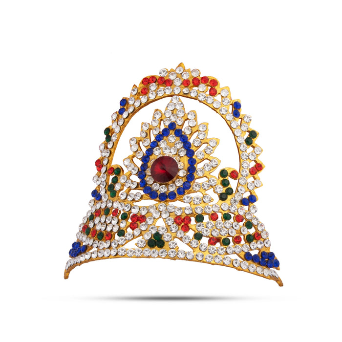 Stone Kireetam - 3 x 3.5 Inches | Half Crown/ Kiritam/ Mukut for Deity - Head & Face Accessories