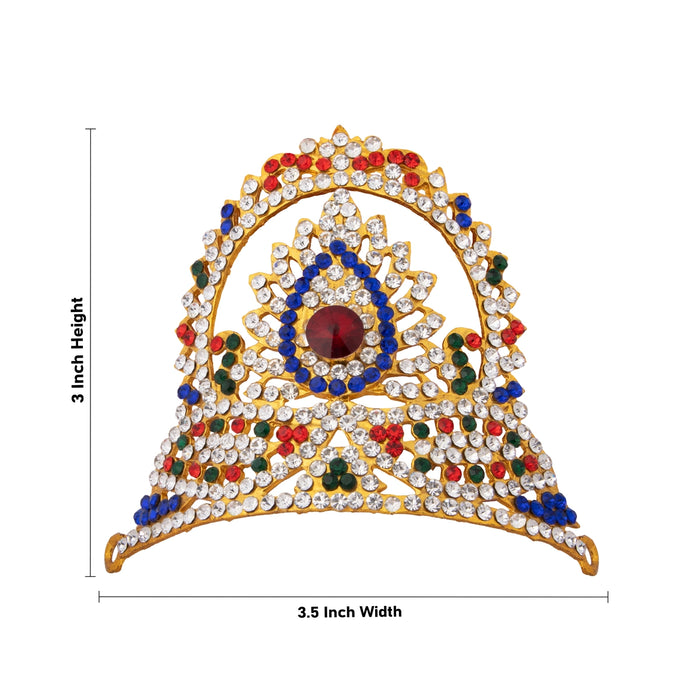 Stone Kireetam - 3 x 3.5 Inches | Half Crown/ Kiritam/ Mukut for Deity - Head & Face Accessories