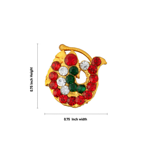 Fish Design Nathu Nose Pin- 0.75 X 0.75 Inch | Multicolour Stone Nose Ring/ Nathni/ Nose Studs For Deity Decor - Head & Face Accessories