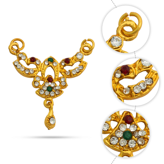 Stone Pendant - 1.3 x 1.3 Inches | Multicolour Stone Locket / Artificial Jewellery / Stone Dollar for Deity