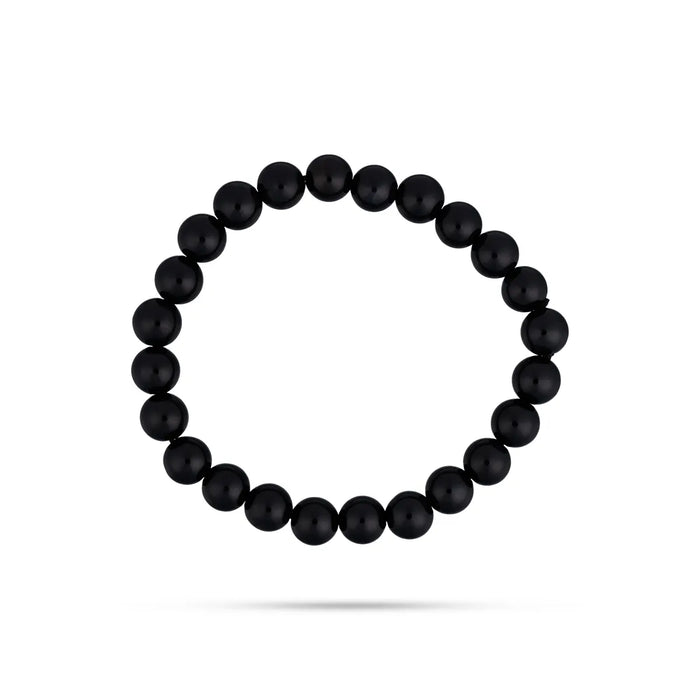 Black Agate Bracelet – 2.5 Inches | Elastic Type / Semi Precious Stone Bracelet For Positive Energy