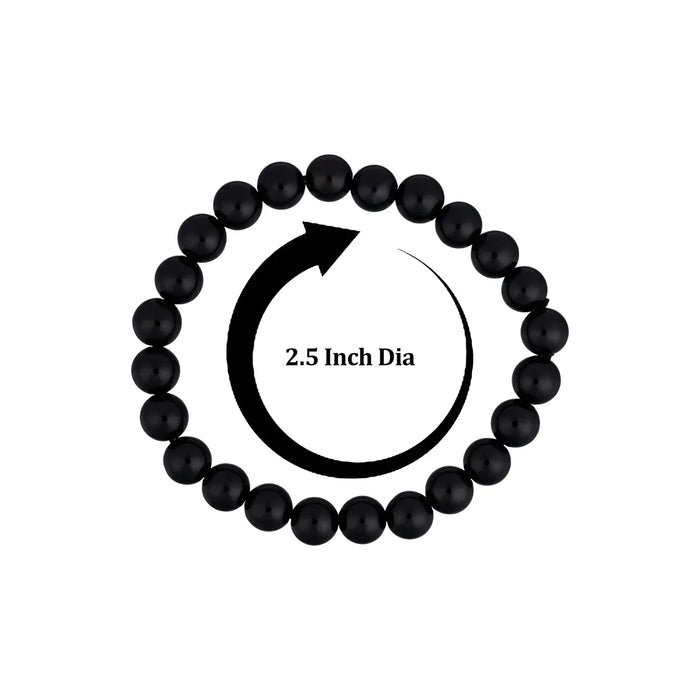 Black Agate Bracelet – 2.5 Inches | Elastic Type / Semi Precious Stone Bracelet For Positive Energy