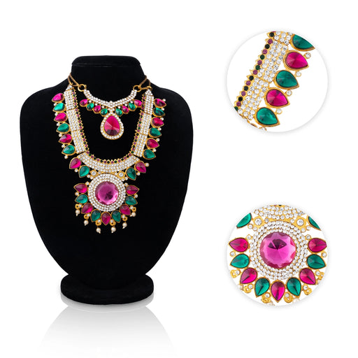 Stone Necklace & Stone Haram - 7 Inches | Multicolour Stone/ Stone Jewellery for Deity - Neck & Body Accessories