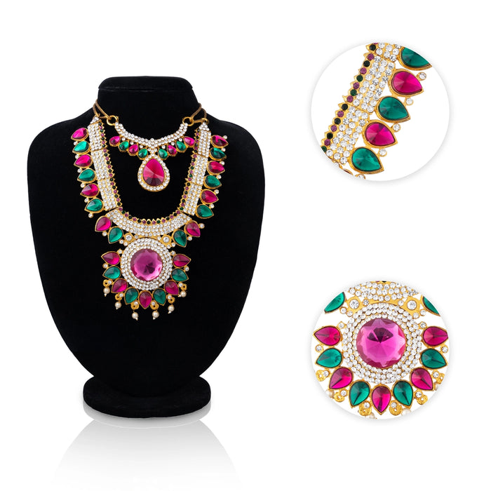 Stone Necklace & Stone Haram - 7 Inches | Multicolour Stone/ Stone Jewellery for Deity - Neck & Body Accessories