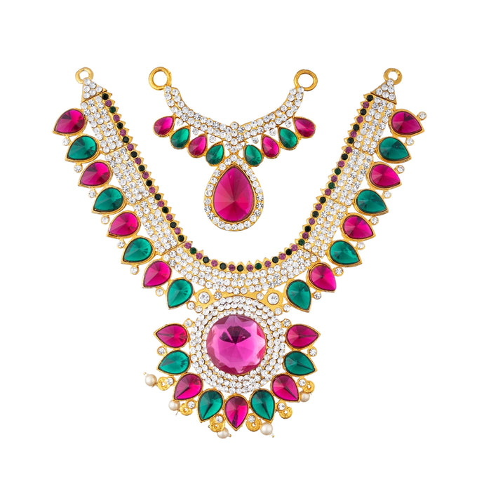 Stone Necklace & Stone Haram - 7 Inches | Multicolour Stone/ Stone Jewellery for Deity - Neck & Body Accessories