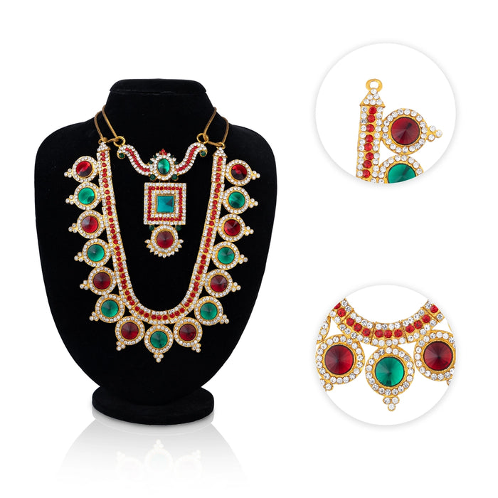 Stone Necklace & Stone Haram - 7 Inches | Multicolour Stone/ Stone Jewellery for Deity - Neck & Body Accessories