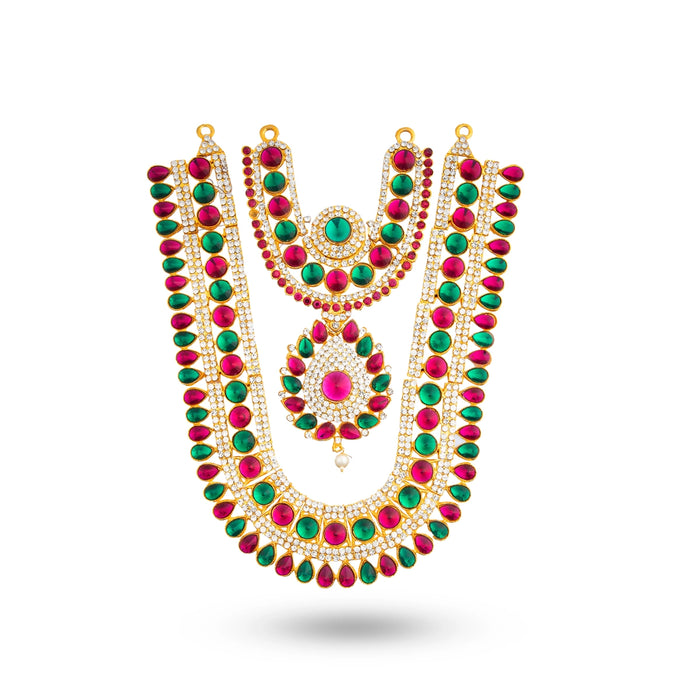 Stone Necklace & Stone Haram - 13 Inches | Multicolour Stone/ Stone Jewellery for Deity - Neck & Body Accessories