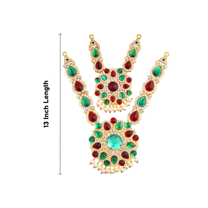 Stone Necklace & Stone Haram - 13 Inches | Multicolour Stone/ Stone Jewellery for Deity