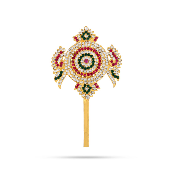 Shankh Chakra Pair - 5 x 2.75 Inches | Multicolour Stone Shanka Chakra/ Artificial Jewellery for Deity - Deity Accessories